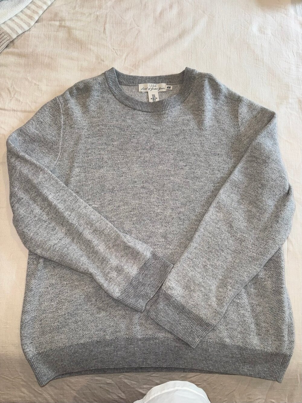 H&M L.O.G.G. Gray Marled Crewneck Knit Sweater Size XL